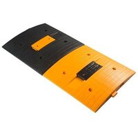 Plastic Speed Breaker - Ps 1016 | Dimensions: 500x500x45 Mm, Color: Yellow & Black, Load Capacity: 60 Ton, Reflectors: 6 Glass Beads