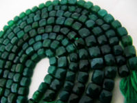 Natural Green onyx Cube Shape 6 to 8mm Faceted Beads Strand 8 inches long