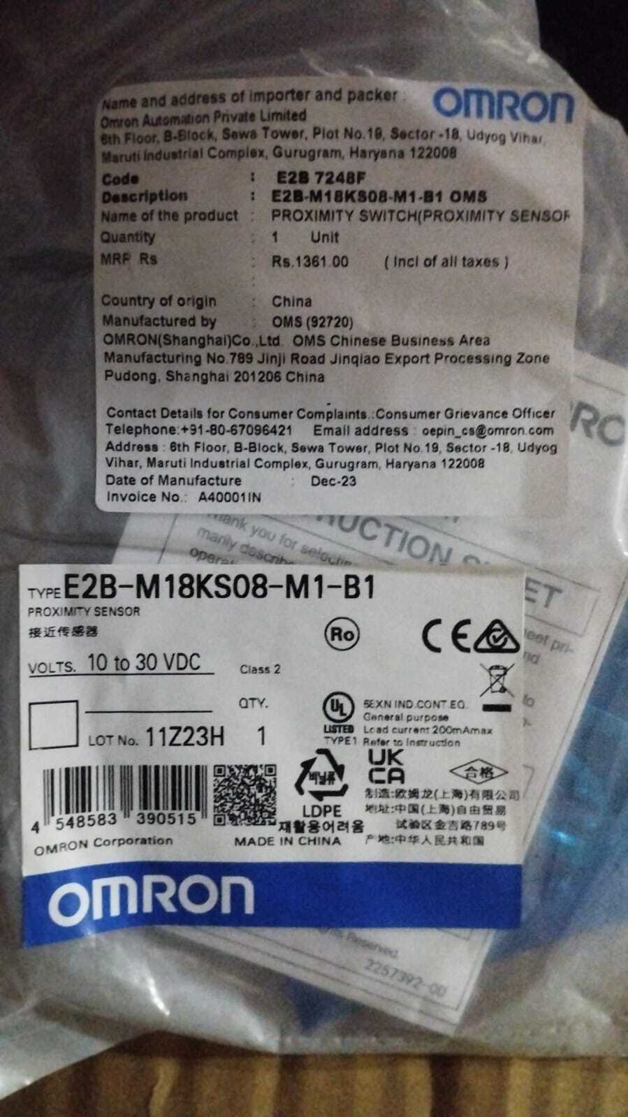 OMRON PROXIMITY SENSOR , E2E-S08LS02-WP-B1,E2A-M18KN16-WP-B1, E2A-M18KN16-WP-B2, E2A-M18KN16-WP-C1, E2A-M18KS08-M1-B1, E2A-M18KS08-M1-C1, E2A-M18KS08-WP-B1,  E2A-M18KS08-WP-B1  E2A-M18KS08-WP-B2  E2A-M18KS08-WP-B3,    E2A-M18KS08-WP-C1