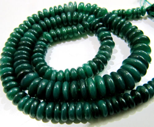 Natural Green Onyx Plain German Cut 6-9mm Beads Strand 8 inches long