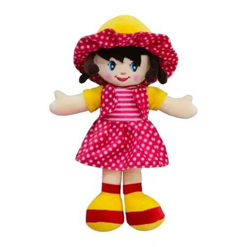 Red Yellow Curly Doll Soft Toys - Foam and Fiber Stuffed, Various Sizes for Children, Eye-Catching Colors and Soft Curly Hair