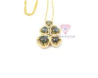 Labradorite Gemstone With Cubic Zircon Gold Plated Flower Design Necklace