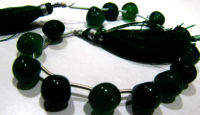 Natural Green Onyx Onion Shape Plain 9 - 10mm Beads Strand 8 Inches Long