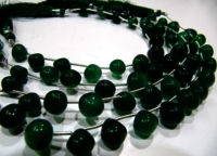 Natural Green Onyx Onion Shape Plain 9 - 10mm Beads Strand 8 Inches Long