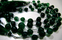 Natural Green Onyx Onion Shape Plain 9 - 10mm Beads Strand 8 Inches Long