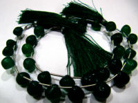 Natural Green Onyx Onion Shape Plain 9 - 10mm Beads Strand 8 Inches Long