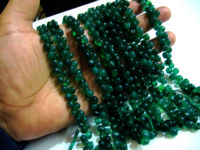 Natural Green Onyx Onion Shape Plain 6 to 8mm Beads Strand 8 Inches Long