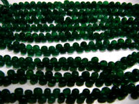 Natural Green Onyx Onion Shape Plain 6 to 8mm Beads Strand 8 Inches Long