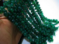 Natural Green Onyx Onion Shape Plain 6 to 8mm Beads Strand 8 Inches Long