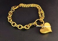 Golden Weaved Chains Heart Charm Bracelet - 22 Kt Yellow Gold , Natural Diamond Adornments, Customised Design, Trustworthy Ethical Sourcing, Zero Inventory Policy, Door-to-door Insurance Coverage