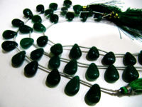 Natural Green Onyx Heart Pear Shape Plain10x15 Strand 8 Inches Long