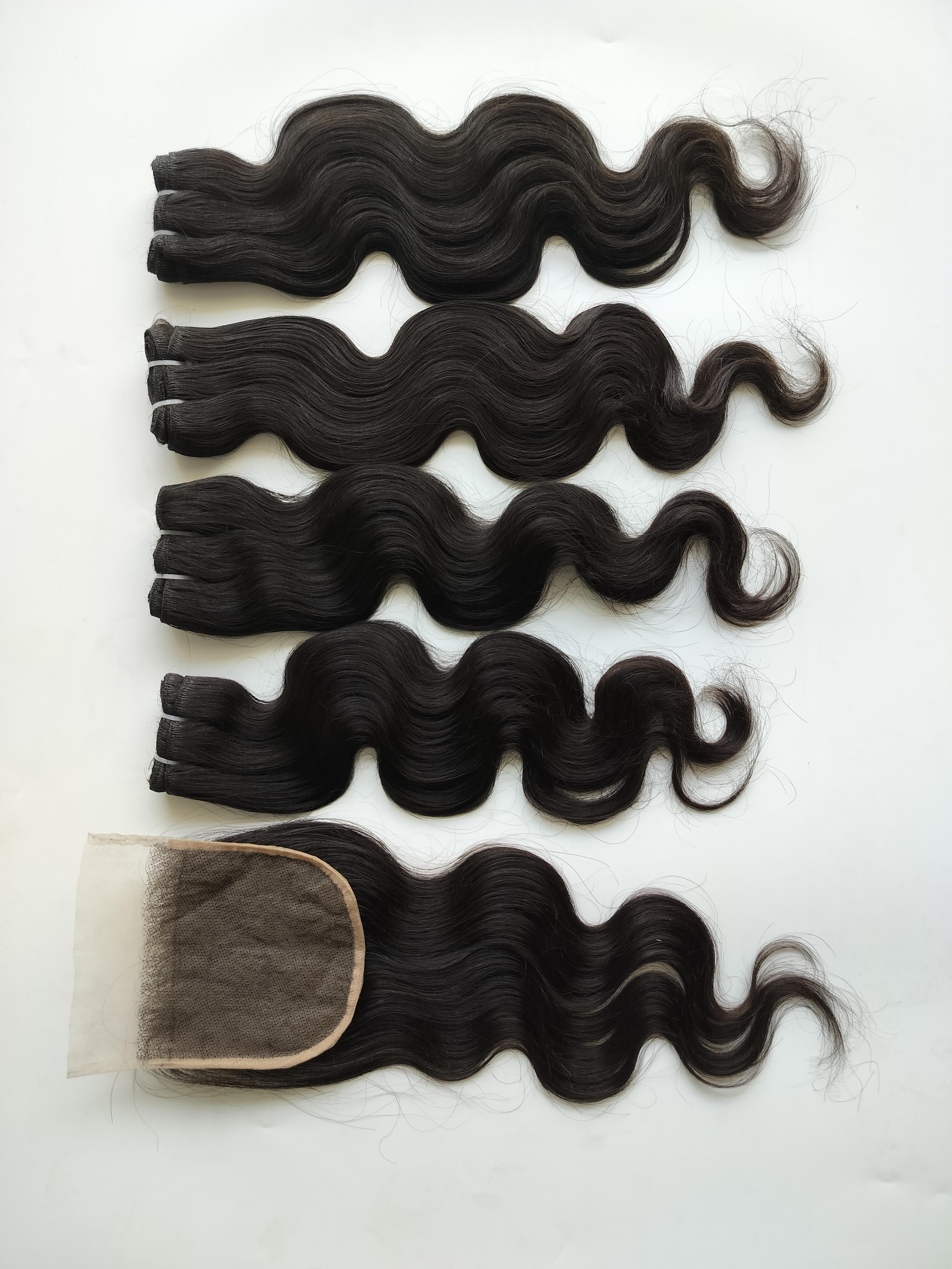 Body Wave Human Hair Bundles with matching 5x5 Lace Closure