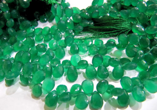 Natural Green onyx Pear Shape  8x10mm to 10x15mm Strand of 8 inch Long