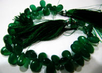 Natural Green onyx Pear Shape  8x10mm to 10x15mm Strand of 8 inch Long