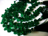 Natural Green onyx Pear Shape  8x10mm to 10x15mm Strand of 8 inch Long