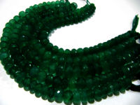 Natural Green Onyx Rondelle Faceted 8 to 10mm Beads Strand 8 inches long