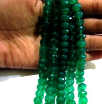 Natural Green Onyx Rondelle Faceted 8 to 10mm Beads Strand 8 inches long