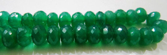 Natural Green Onyx Rondelle Faceted 7 to 8mm Beads Strand 9 inches long