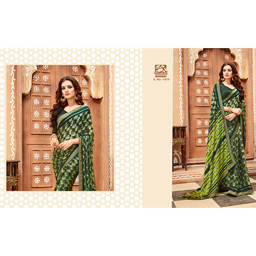 Ladies Green Saree - Color: Different Available