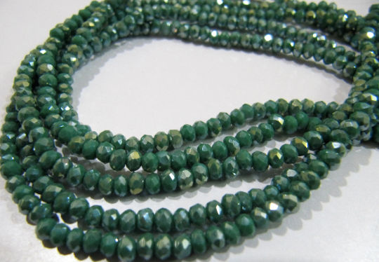 Mystic Coated Green Onyx Hydro Quartz Rondelle Faceted 3mm Beads Strand 13''long