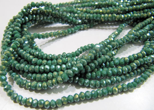 Mystic Coated Green Onyx Hydro Quartz Rondelle Faceted 3mm Beads Strand 13''long