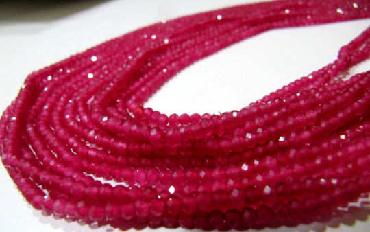 Ruby Onyx Rondelle Faceted 3mm Diamond Cut Beads Strand 13 inches long Beads