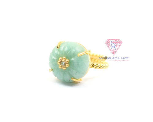 Amazonite Gemstone Gold Plated Handmade Adjustable Ring