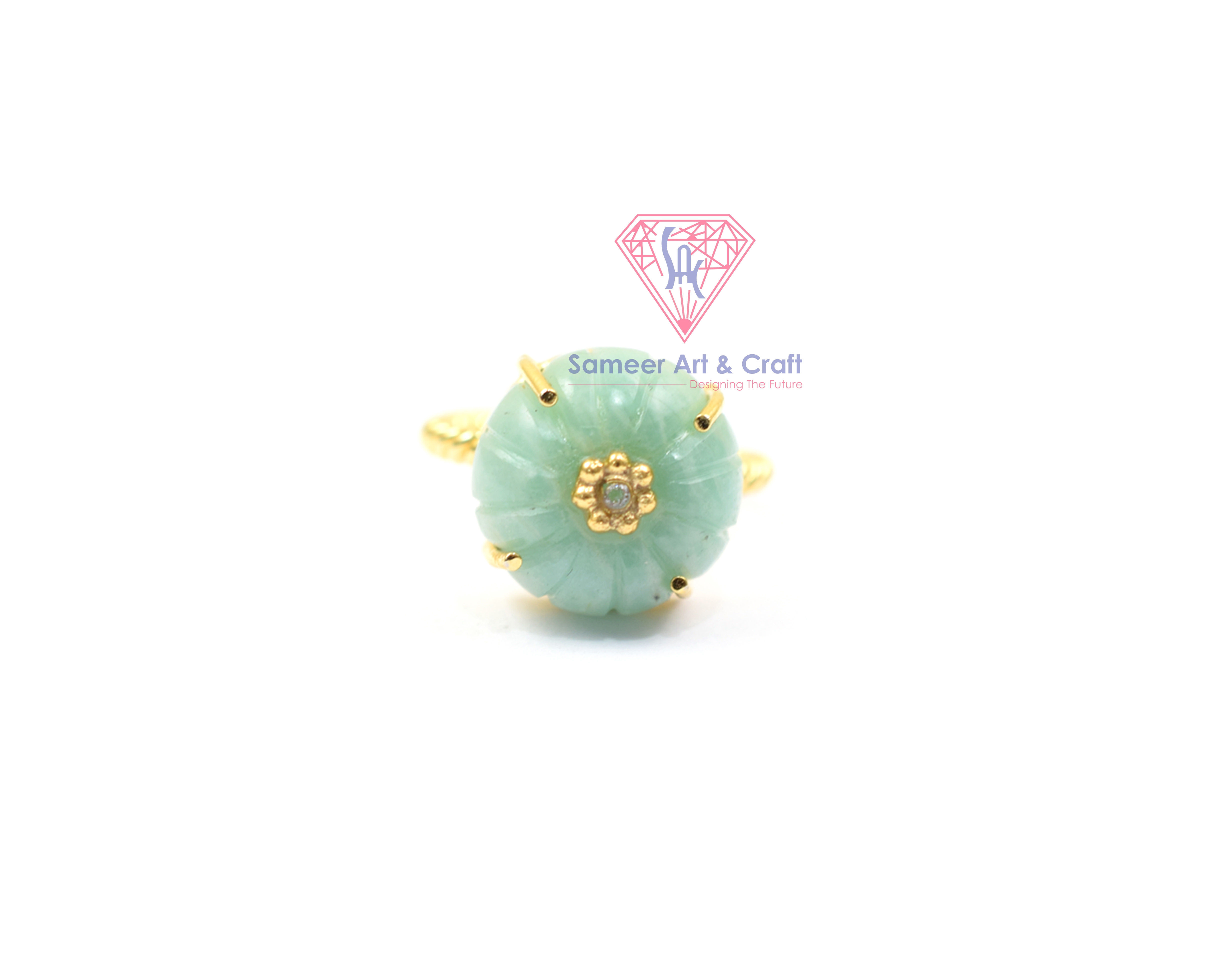 Amazonite Gemstone Gold Plated Handmade Adjustable Ring