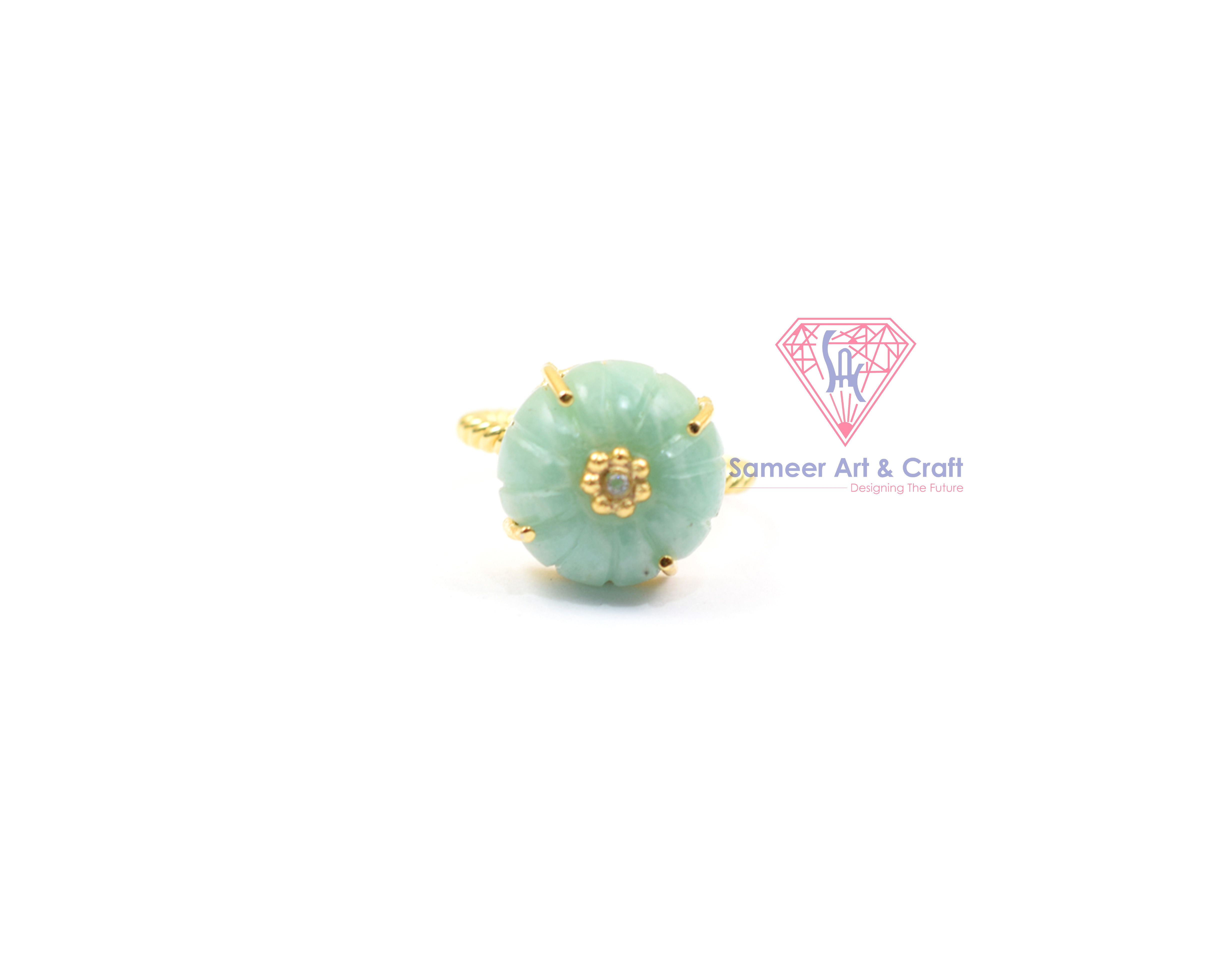 Amazonite Gemstone Gold Plated Handmade Adjustable Ring