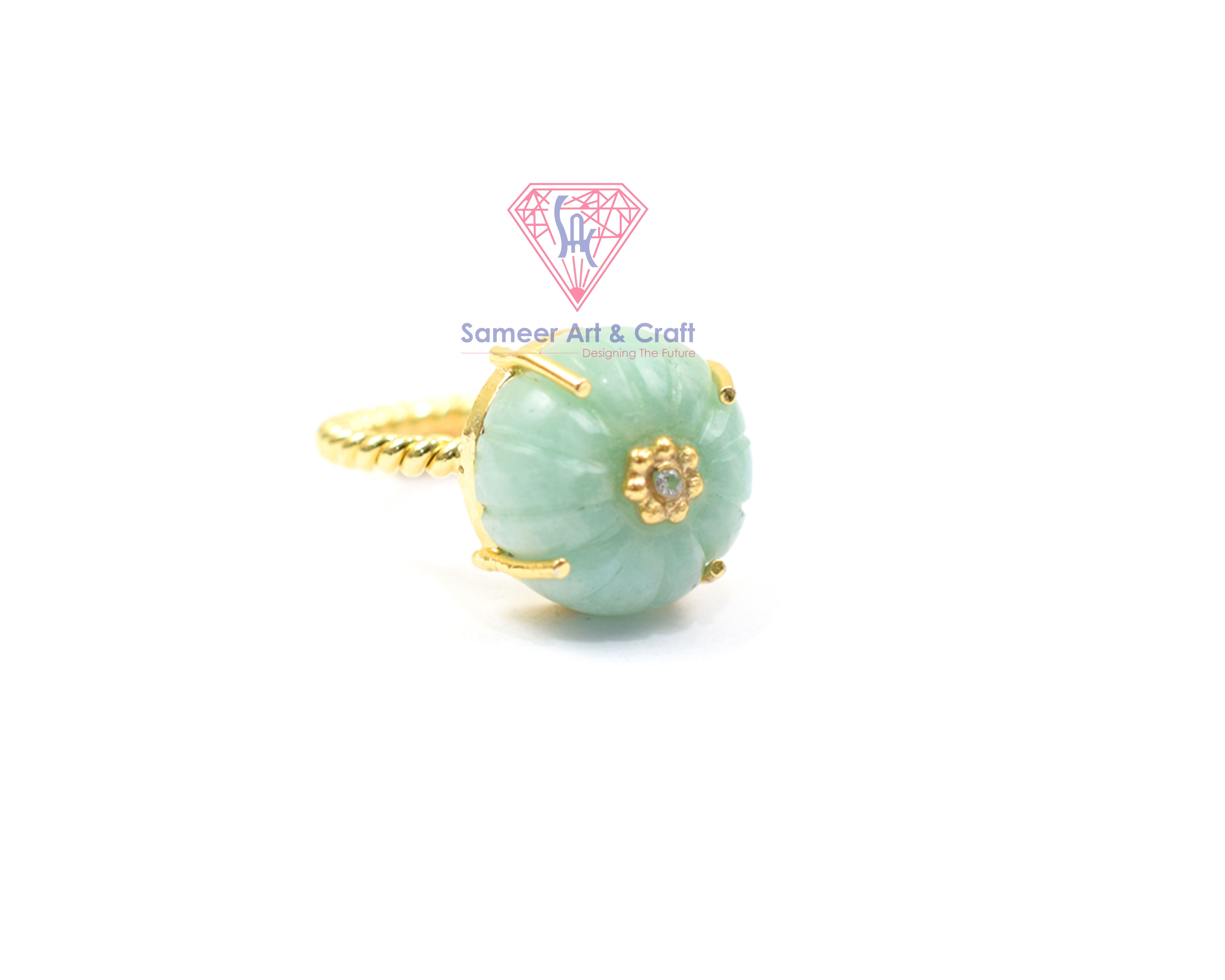 Amazonite Gemstone Gold Plated Handmade Adjustable Ring