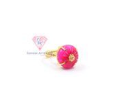 Hot Pink Chalcedony Gemstone Gold Plated Handmade Adjustable Ring