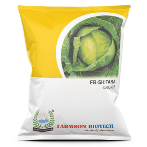 -SHITARA Cabbage Seeds - Early Maturity Round Compact Head 500-800 Gm Emerald Green Color Suitable for Kharif Season 95%-99% Purity