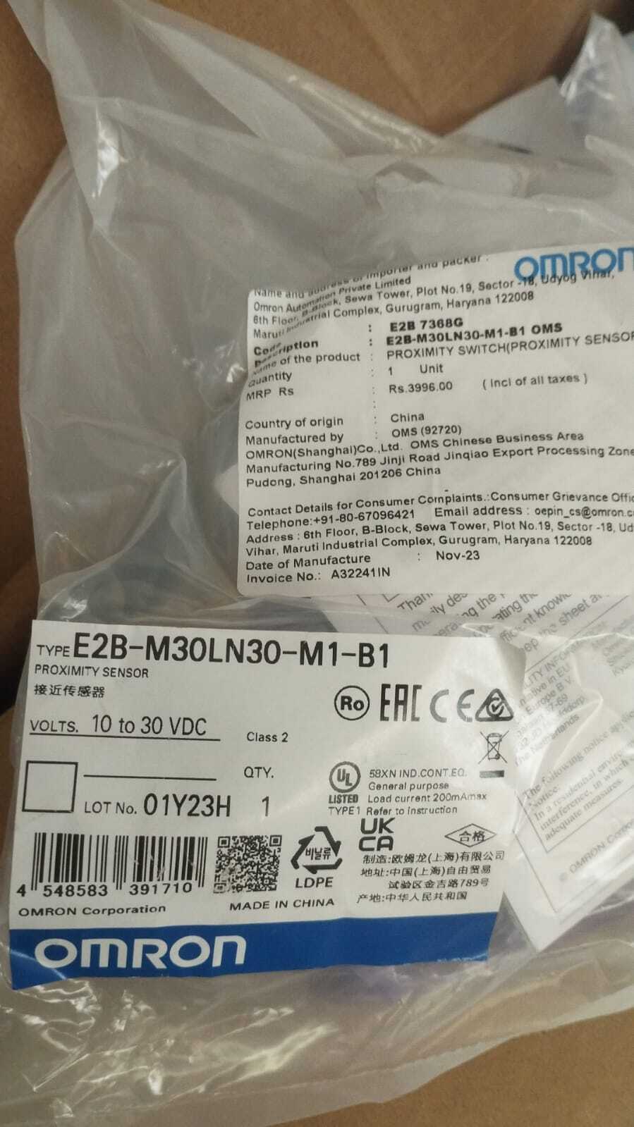 OMRON PROXIMITY SENSOR E2B-M30KN20-M1-B2, E2B-M30KN20-M1-C1, E2B-M30KN20-M1-C2, E2B-M30KN20-M1-B1  E2B-M30KN20-WP-B1, E2B-M30KN20-WP-B2,  E2B-M30KN20-WP-C1, E2B-M30LN20-M1-B1,  E2B-M30LN20-M1-B2