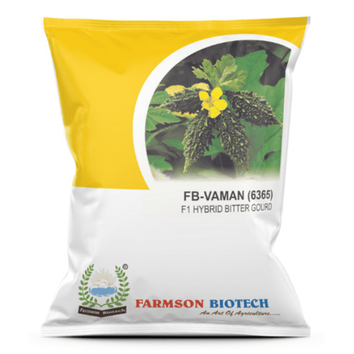 Bitter Gourd Seeds -Vaman 6365 F1 - Gynoecious Hybrid 6-8 cm Length Dark Green Color High Yield of 50-60 Fruits/Plant 95%-99% Purity