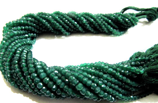 Natural Green Onyx Rondelle Faceted 3-4mm Beads Strand 13 inches long