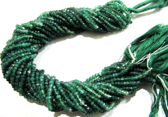 Natural Green Onyx Rondelle Faceted 3-4mm Bead Strand 13 inches long