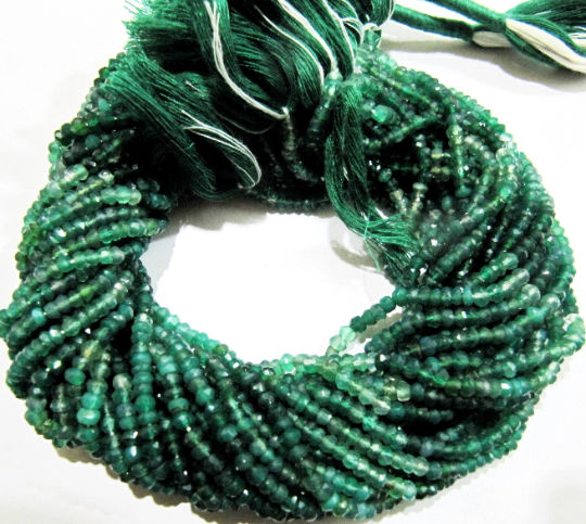 Natural Green Onyx Rondelle Faceted 3-4mm Bead Strand 13 inches long