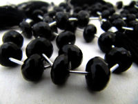 Natural Black Onyx Rondelle Faceted 10 to 12mm Beads Strand 9 inches long