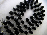 Natural Black Onyx Rondelle Faceted 10 to 12mm Beads Strand 9 inches long