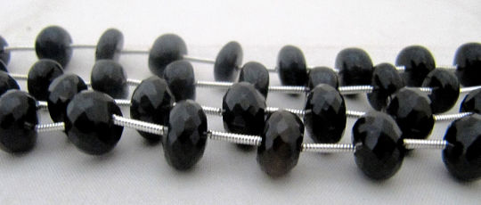 Natural Black Onyx Rondelle Faceted 10 to 12mm Beads Strand 9 inches long