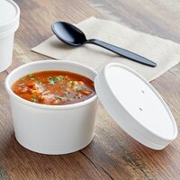 Paper Food Container With Lid (White)