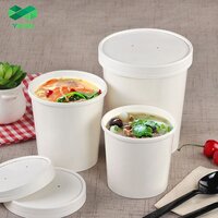 Paper Food Container With Lid (White)