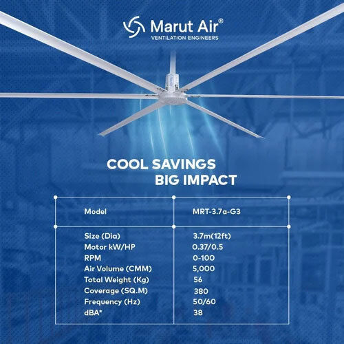 Marut Air Pole Mounted Hvls Fan - Color: White