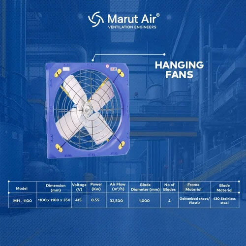 Plastic Air Circulation Hanging Fan - Color: Blue