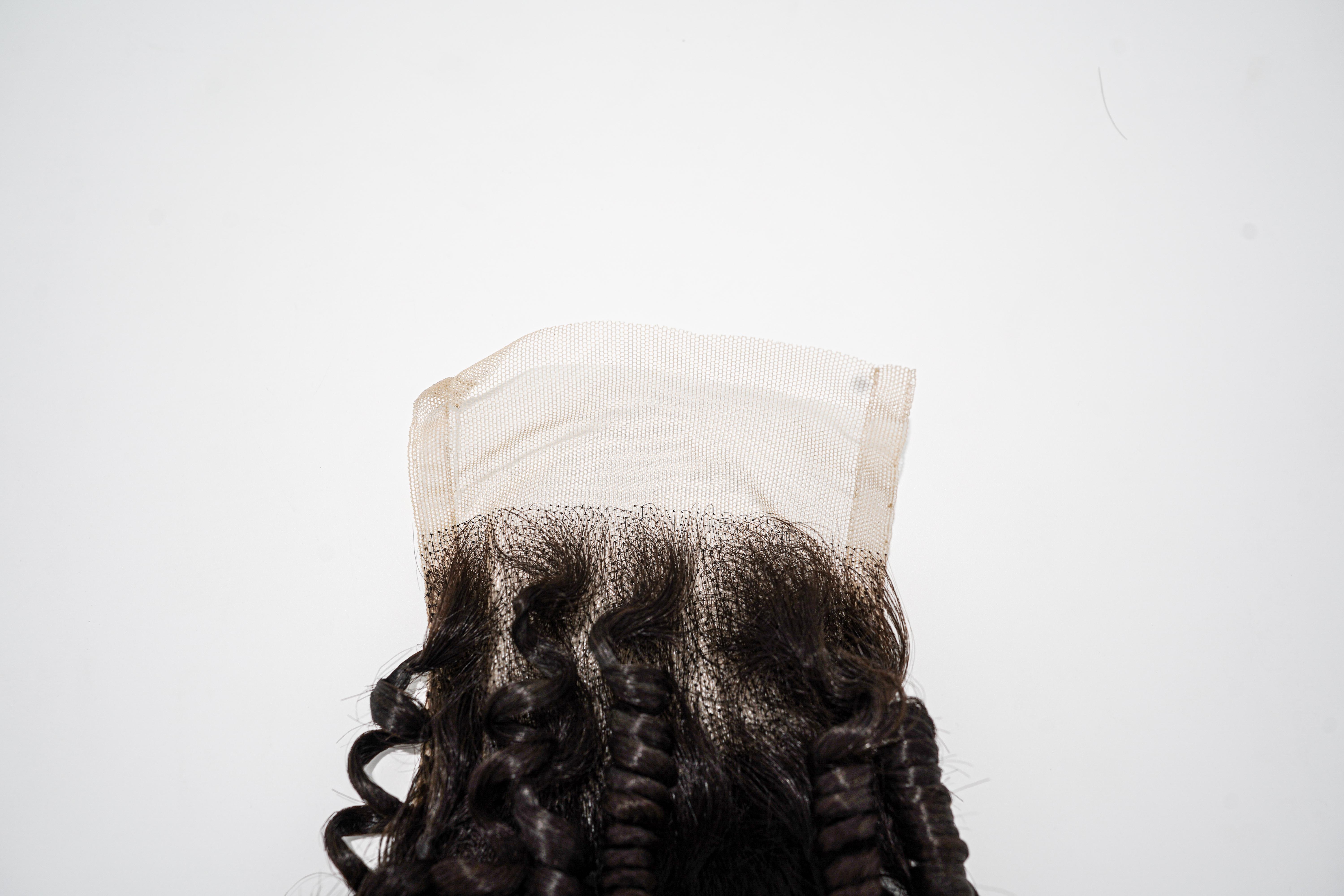 Black Transparent Lace Kinky Curly Human Hair Closure