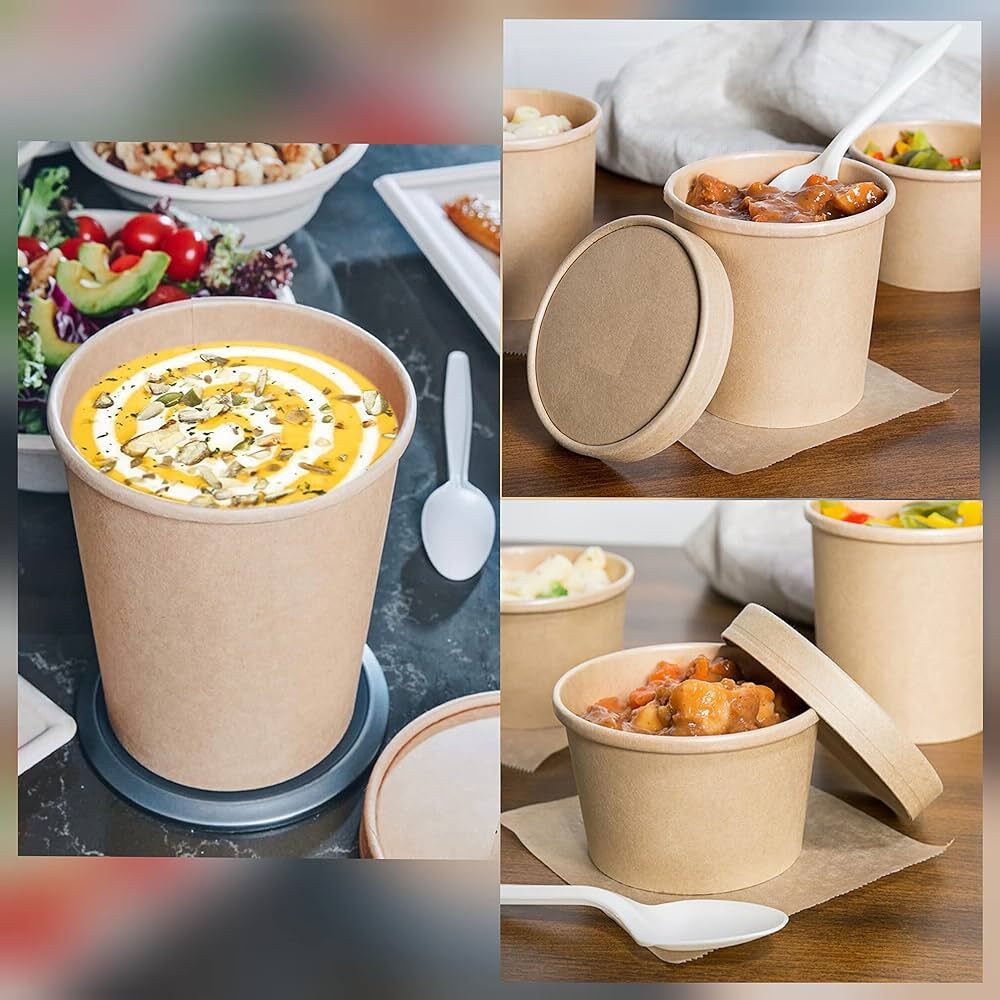 Paper-Kraft Food Container with Lid (Brown)