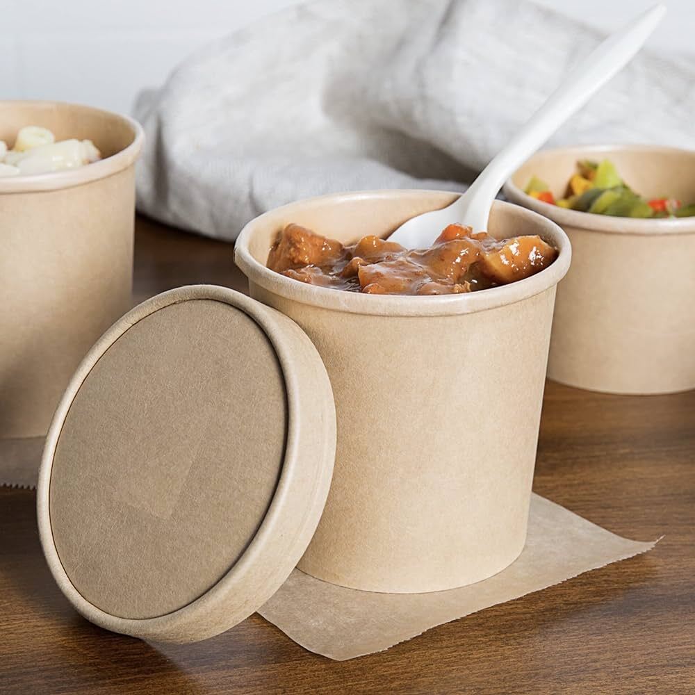 Paper-Kraft Food Container with Lid (Brown)