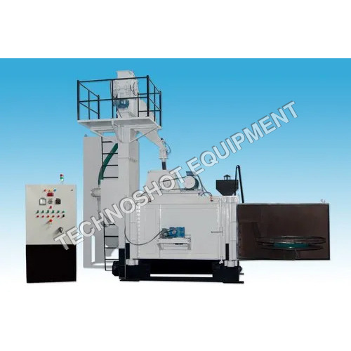 Swing Table Type Shot Blasting Machine - 2-10 Ton/Day Capacity Coated Surface Treatment Automatic Operation 1 Year Warranty Electric Power Source