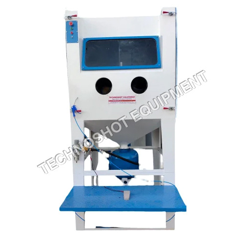 Cabinet Type Sand Blasting Machine - 1.5 HP Semi-Automatic, 5-15 Ton/Day Capacity | Efficient Surface Cleaning & Rust Removal with Durable Coating