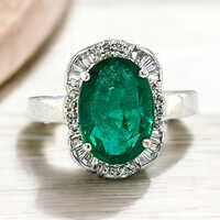 Natural Emerald Ring - Emerald Cut Natural Diamond, I2 Clarity, Laser Drilled Enhancements, Customizable Fancy Color | Elegant Design For Any Occasion